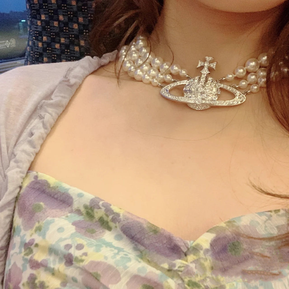 Vivienne Westwood Three Row Pearl Necklace - Original Replica Club