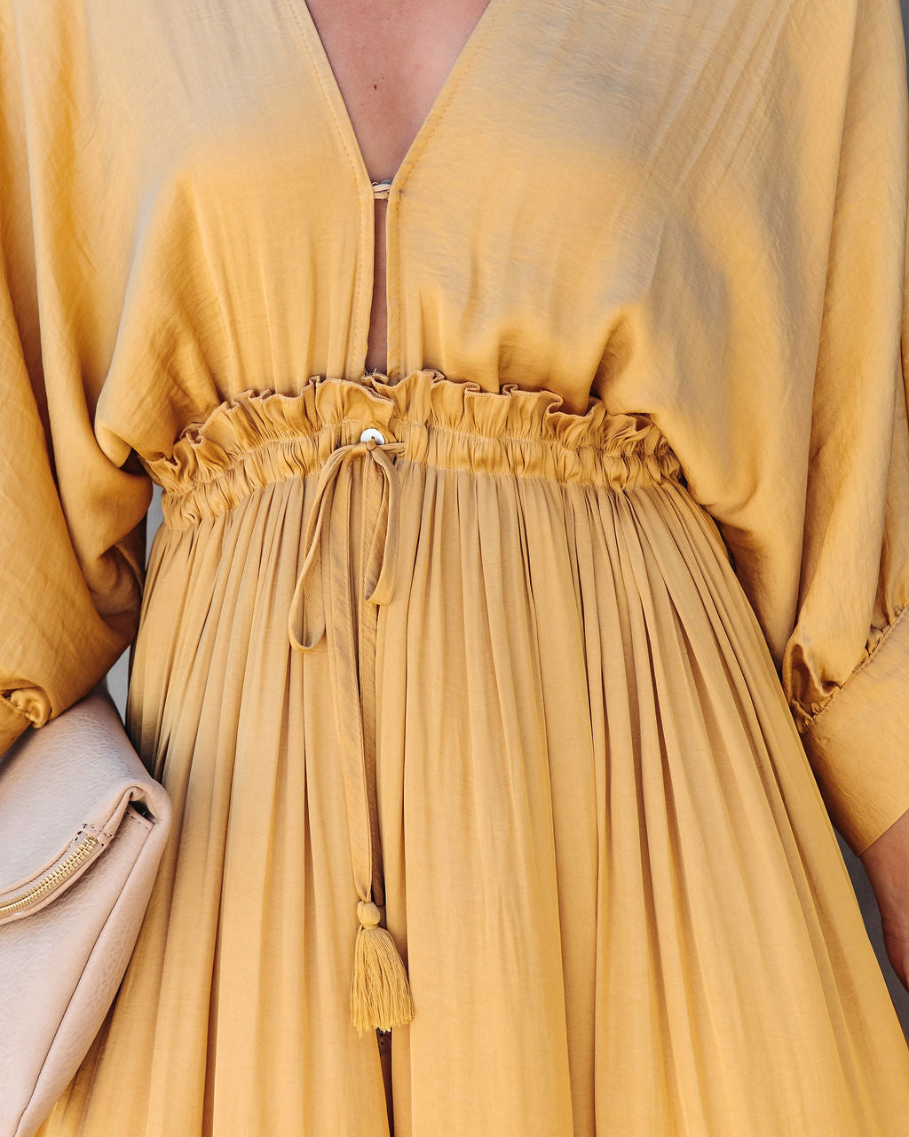 Good As Gold Satin Dolman Sleeve Maxi Dress - Marigold - Se7enfashion