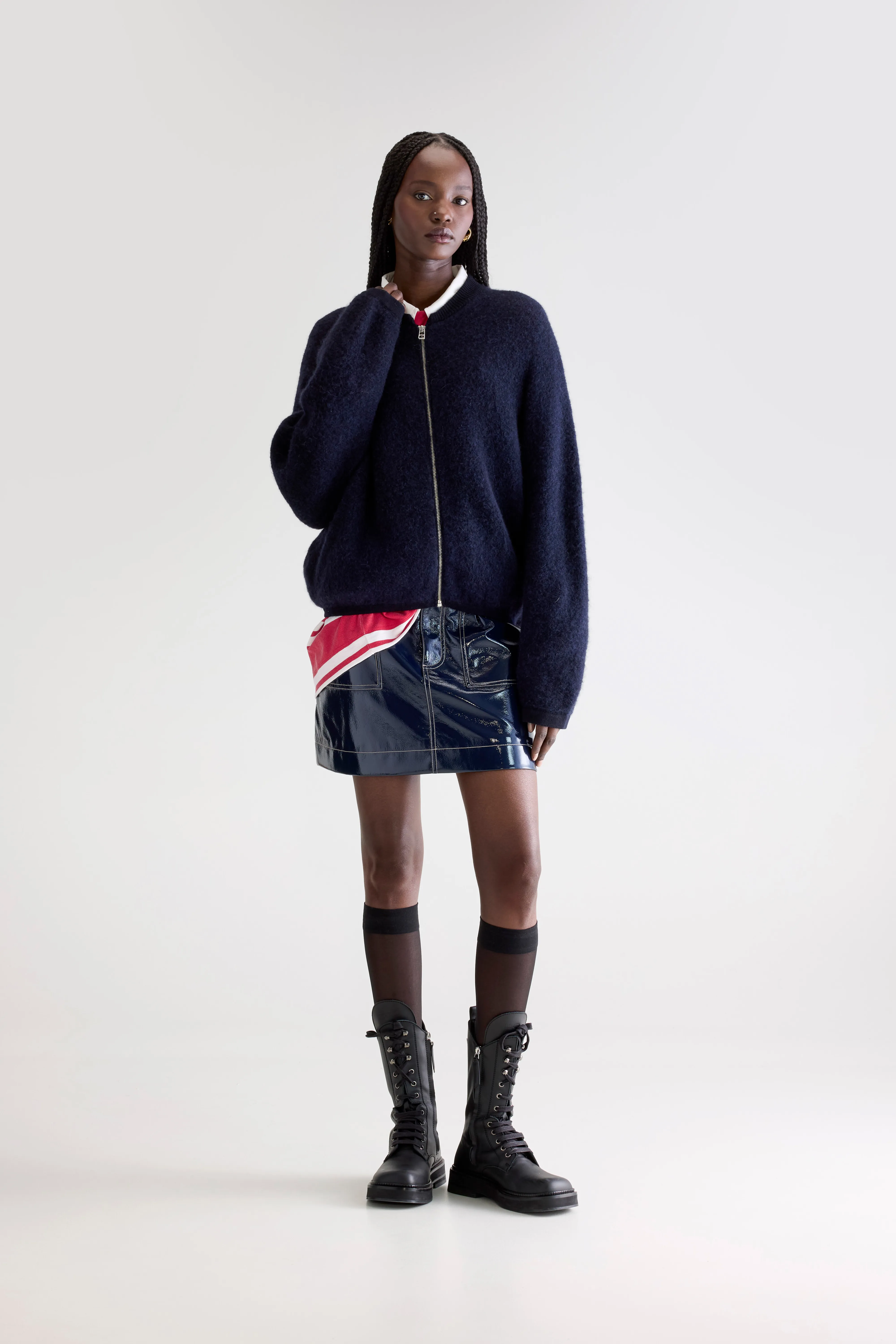 Bellerose Asedi navy blue zip-up cardigan (252 / W / NAVY)