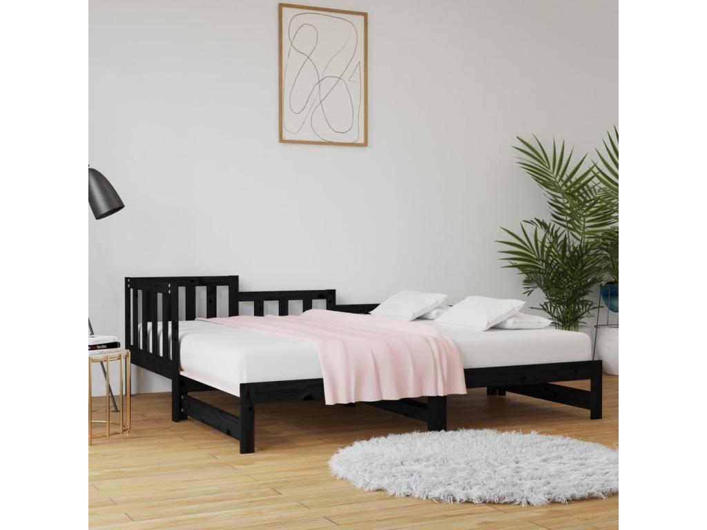 Sofá cama extraíble sin colchón negro 2x(90x200) cm