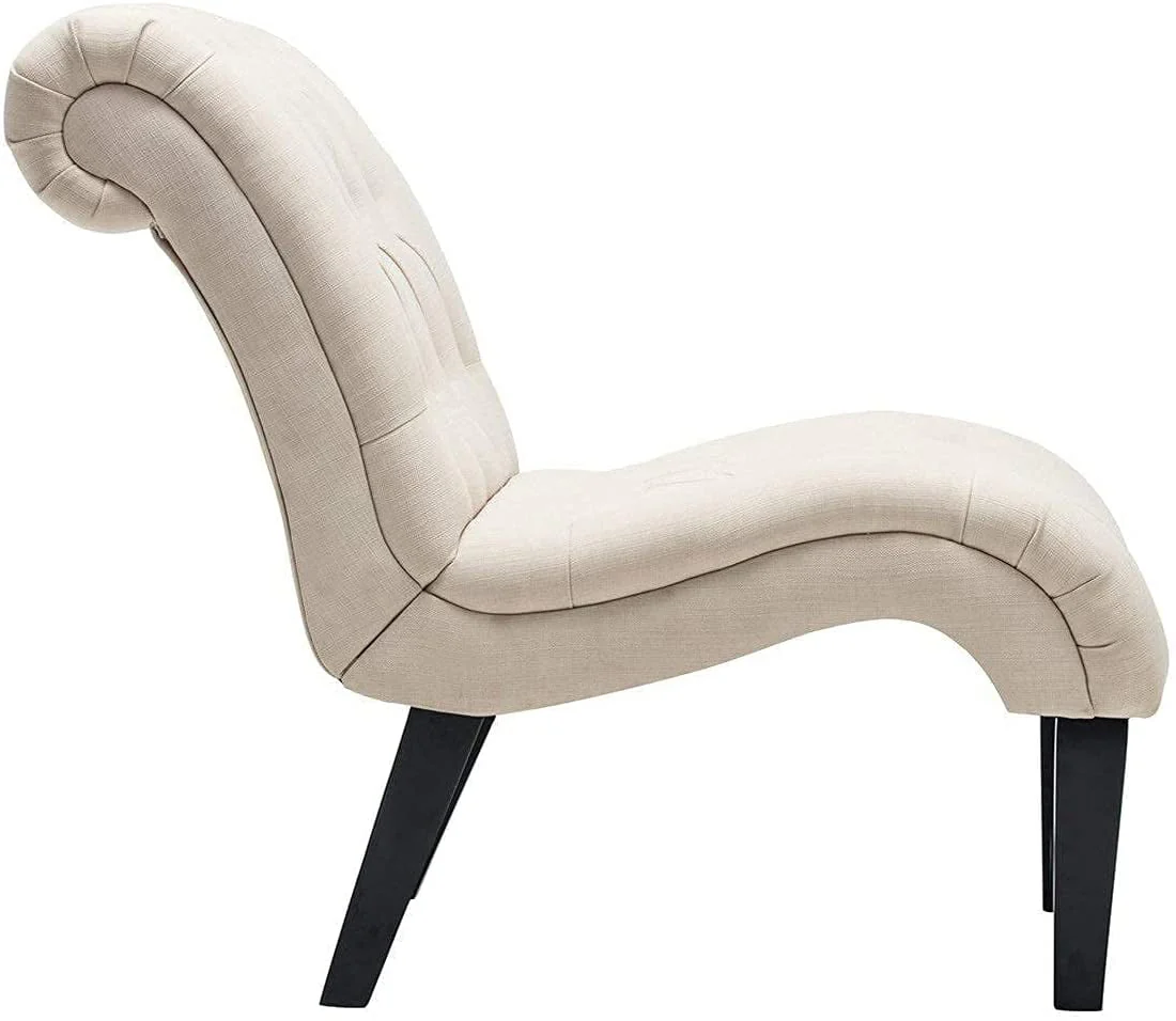 Andeworld Upholstered Accent Chair for Bedroom Living Room Chairs Lounge Chair with Wood Legs Cream Fabric - Image 5
