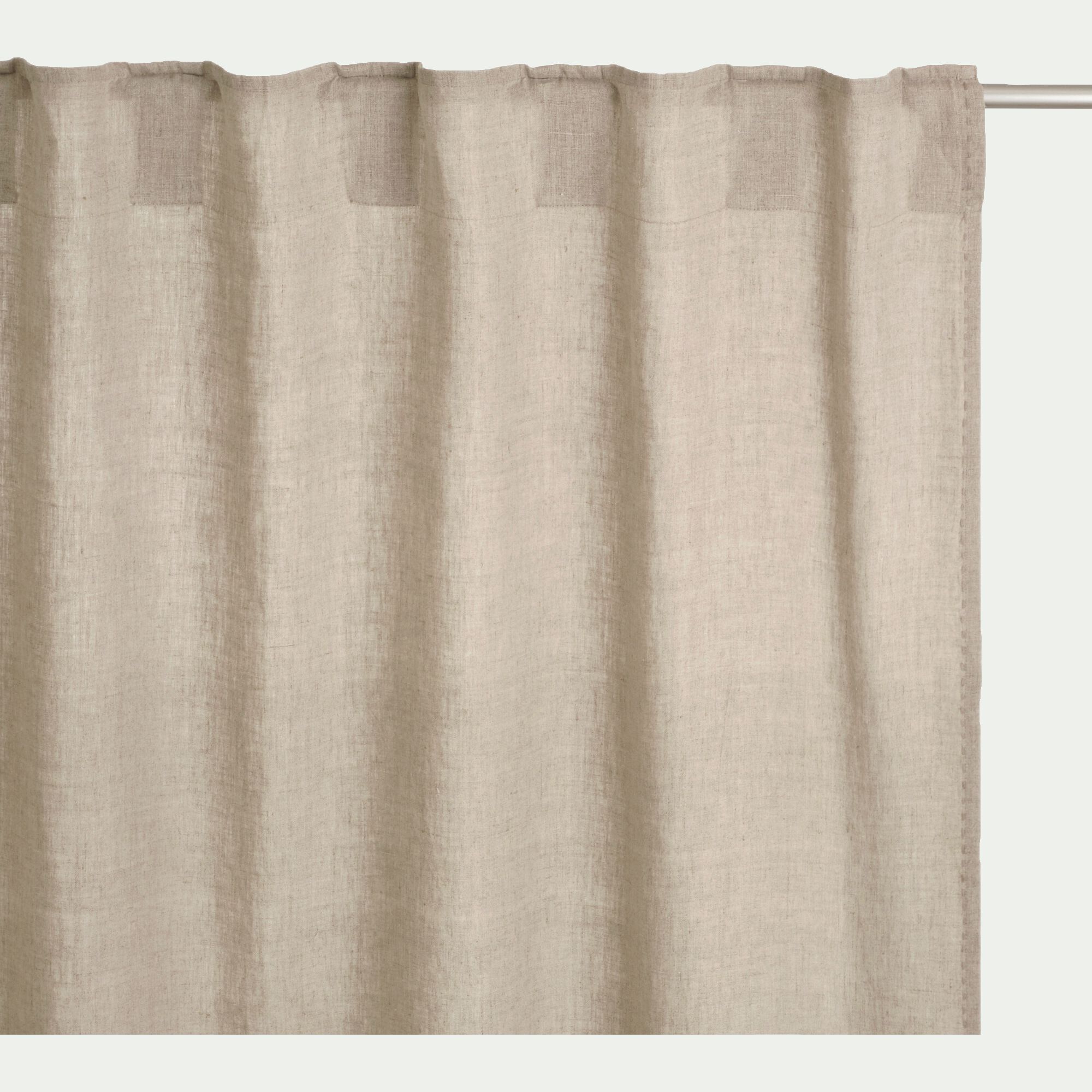 VINON - Rideau à passants cachés en lin lavé finition surpiqure 140x300cm - beige