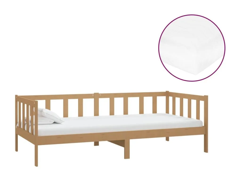 Sofá cama y colchón Mueblestop maciza marrón miel 90x200 cm 04331BDMT
