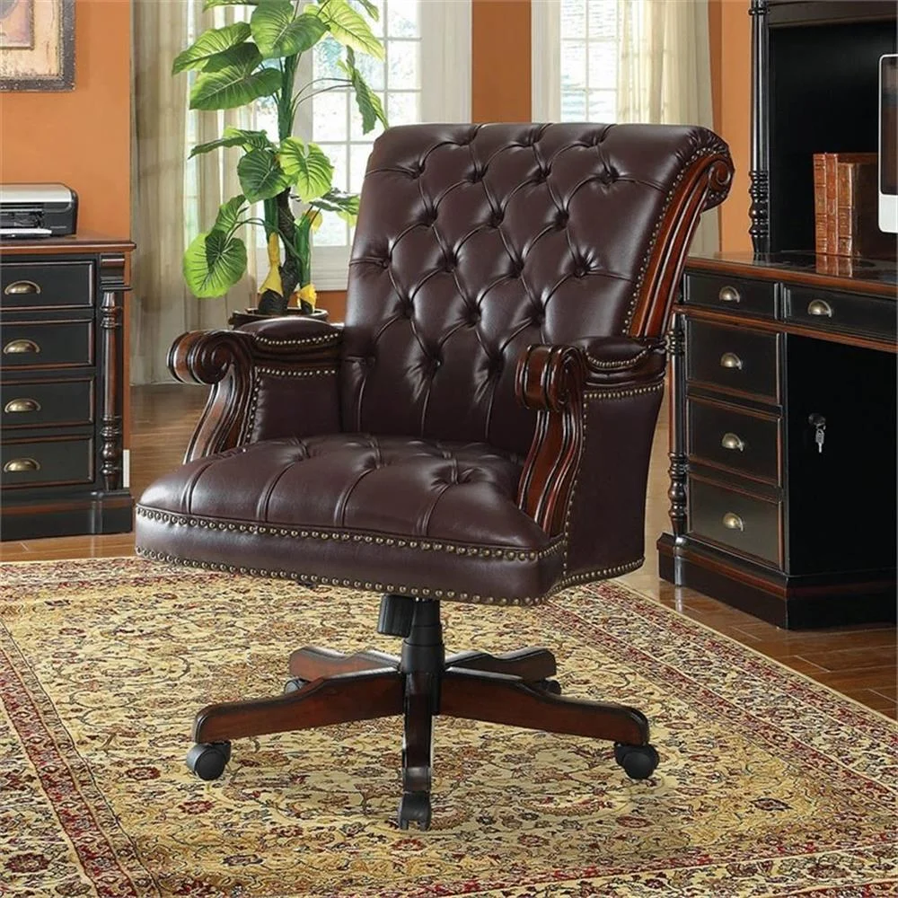Calloway Tufted Adjustable Height Office Chair Dark Brown - Image 2