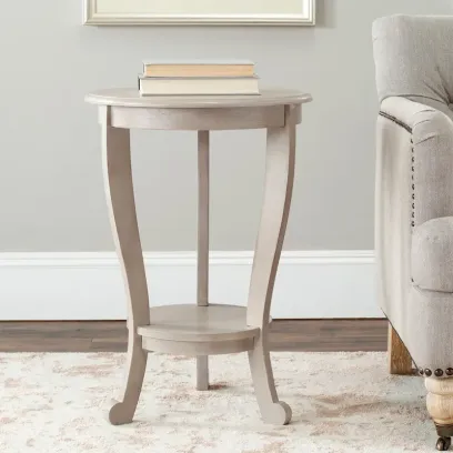 SAFAVIEH Carlotta Grey Pedestal Side Table - Dimensions: 18.1" W x 18.1" D x 26" H