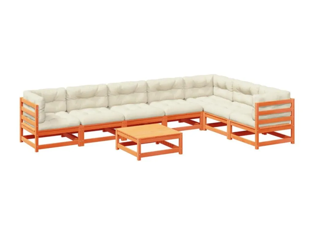 Micasacool Set de sofás jardín 8 pzas con cojines Micasacool marrón cera