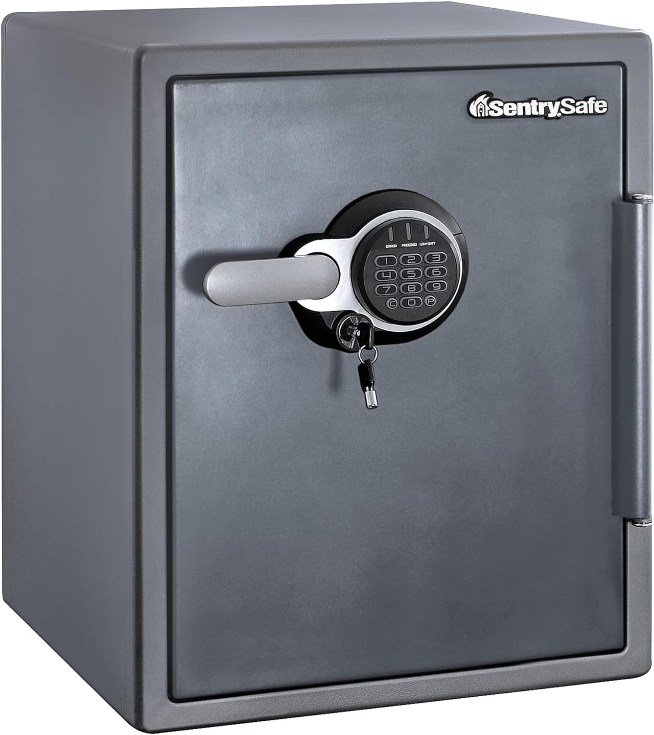 WAYFAIR SentrySafe Fireproof And Waterproof Gray Steel Home Safe With Digital Keypad Lock, Floor Safe With Interior Lighting Secures Money, Documents, 2.05 Cubic Feet, SFW205GQC