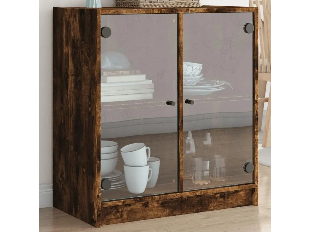 Armario auxiliar puertas de vidrio Mueblestop ahumado 68x37x75.5 cm CEVB58184