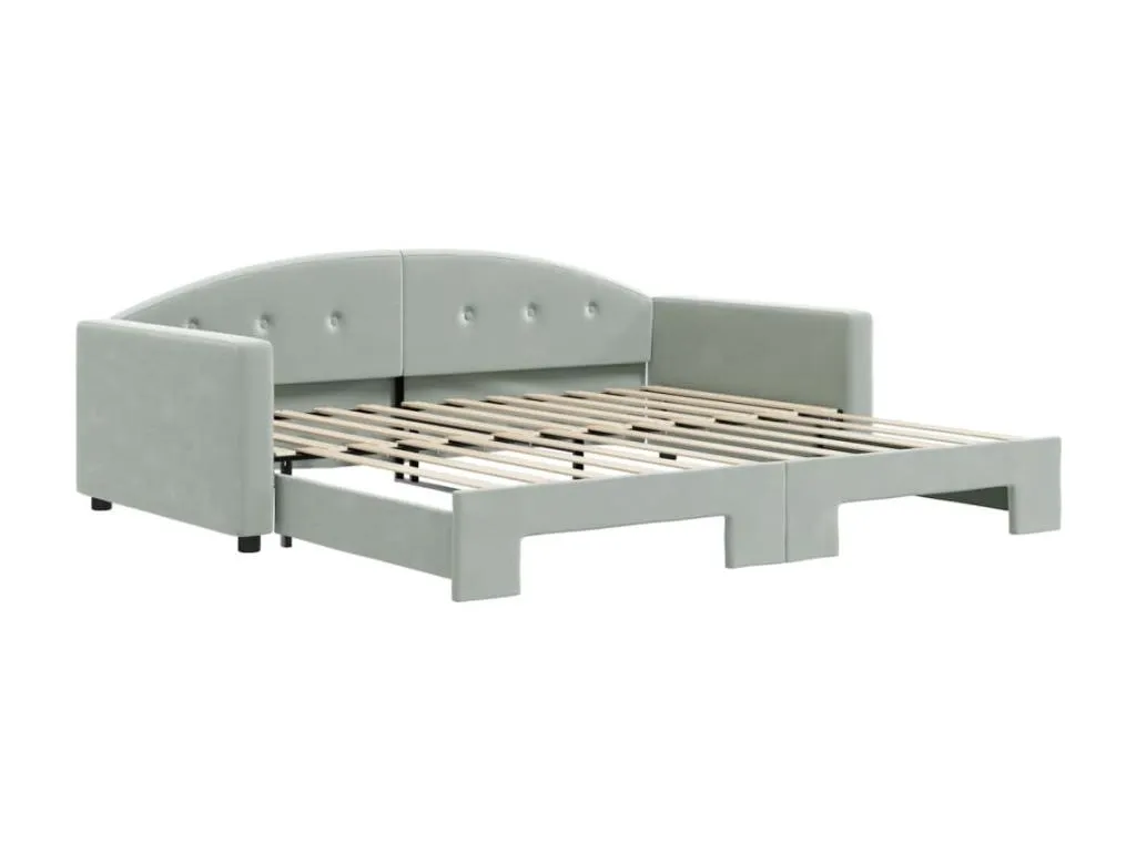 Sofá cama con cama Decounico gris claro 100x200 cm de terciopelo