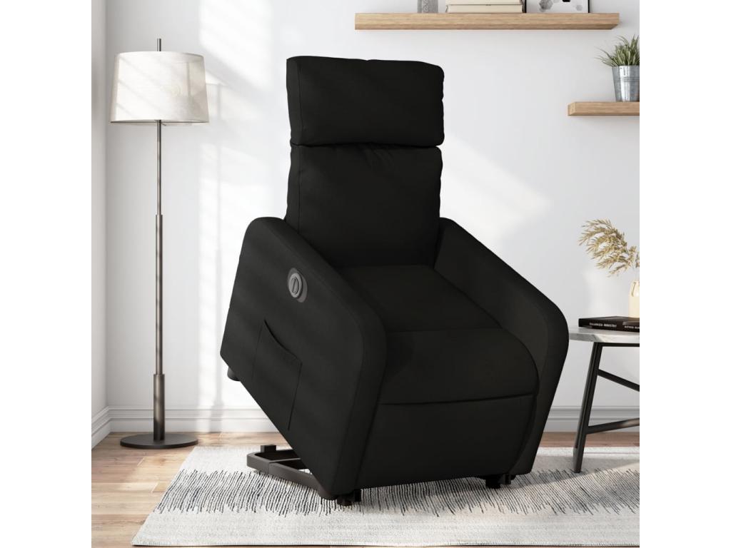 Sillón eléctrico reclinable elevable de tela negro