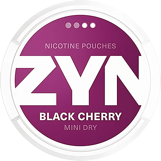ZYN Black Cherry 6mg nicotine pouches — Slim Moist can with 20 normal dark-cherry pouches