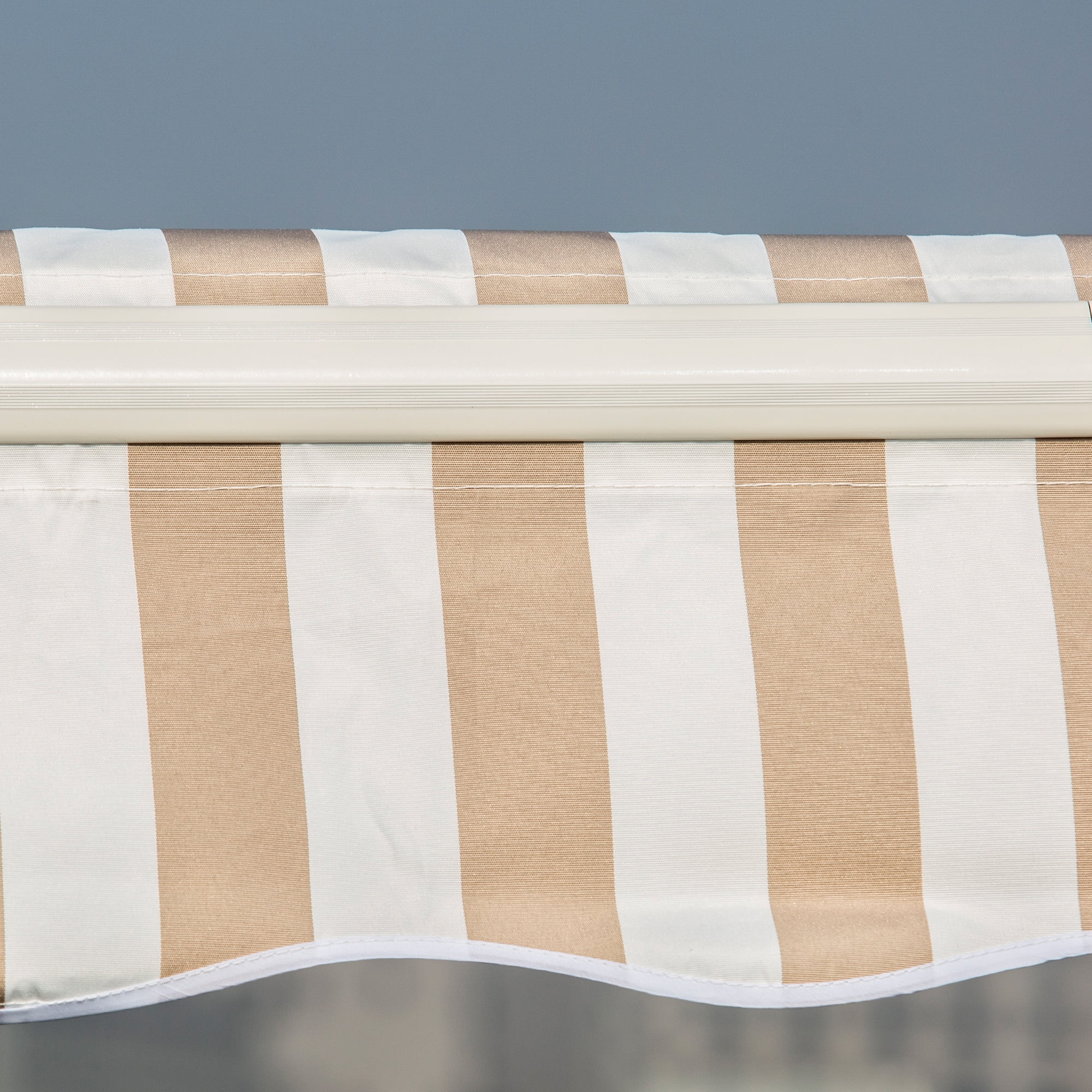 Outsunny 12' x 10' Manual Retractable Awning Outdoor Sunshade Shelter for Patio, Balcony, Yard, with Adjustable & Versatile Design, Beige and White - Image 16