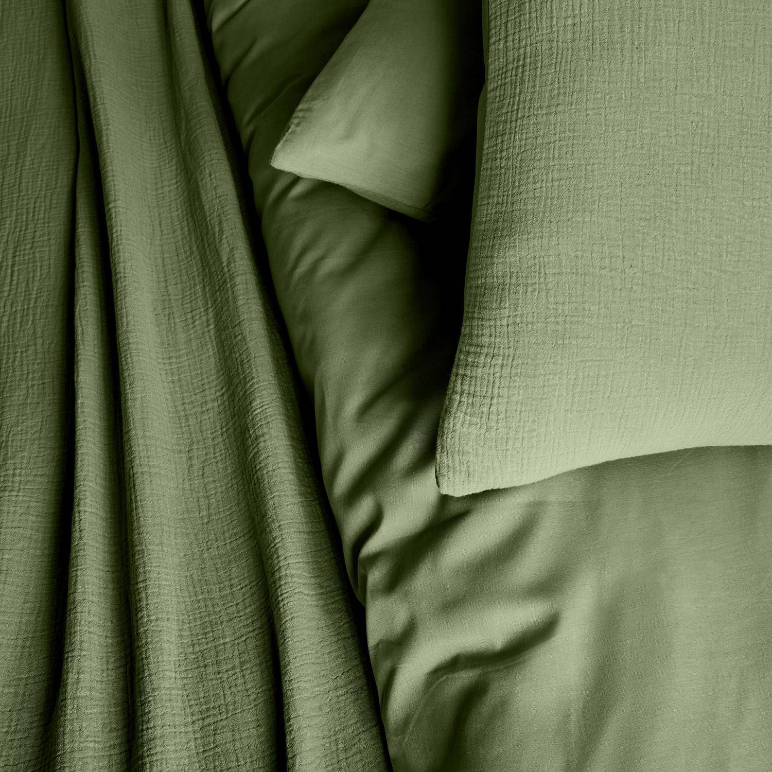 Alix - Ropa de cama de gasa y algodón caqui