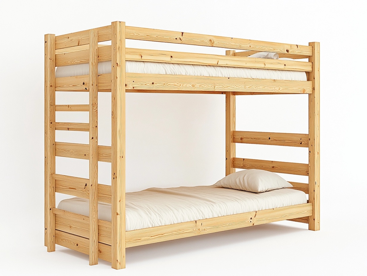 Litera juvenil en madera natural estilo minimalista con escalera lateral estructura resistente 200x90 cm VH0455435