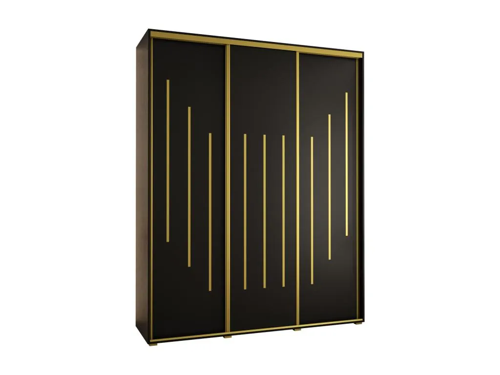 Armario Vivirsingular con 8 puertas correderas dimensiones 235.2x200x60 cm 3 puertas en tonos Negro/Negro/Oro xqet71977