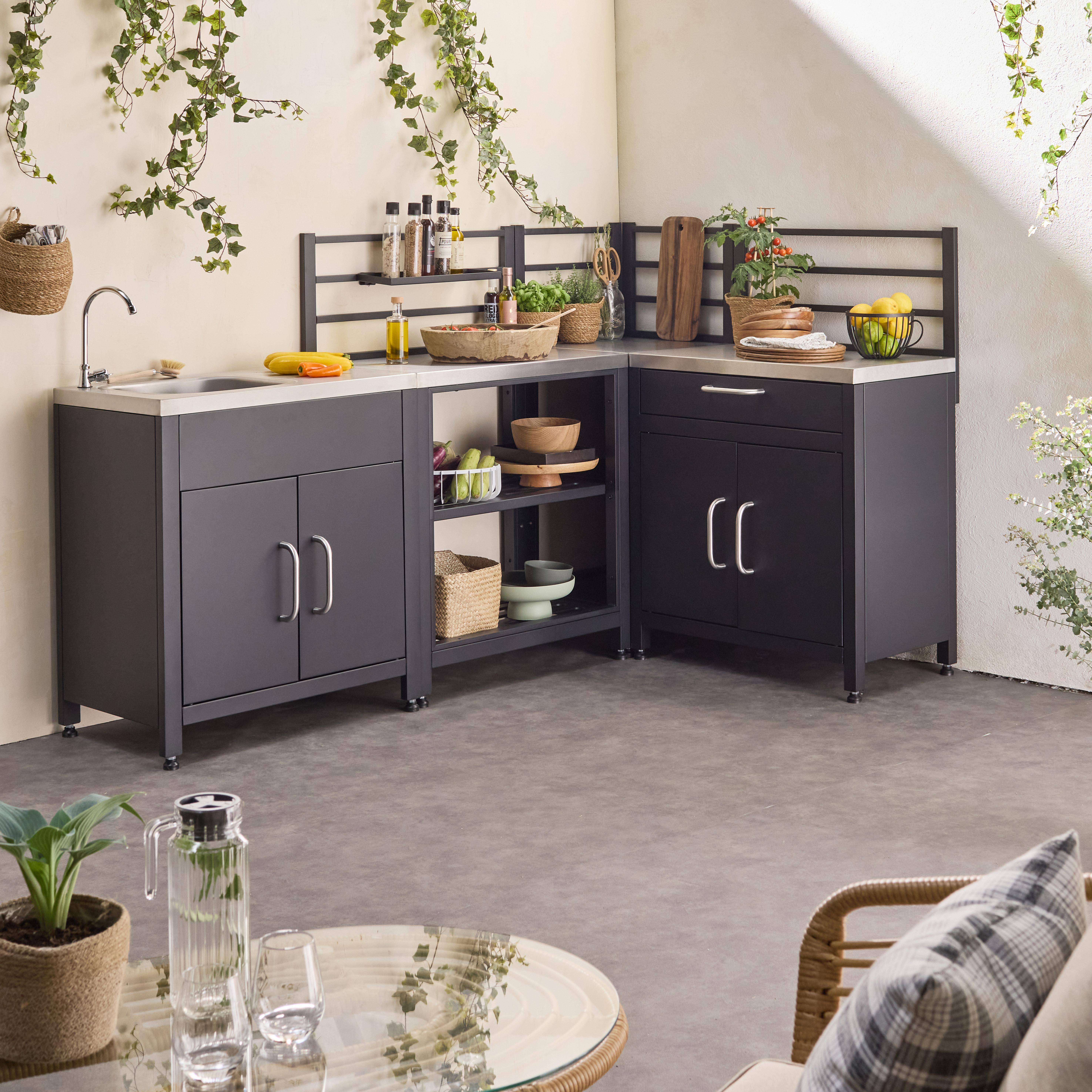 Grimaud - Cocina exterior de acero con 4 módulos