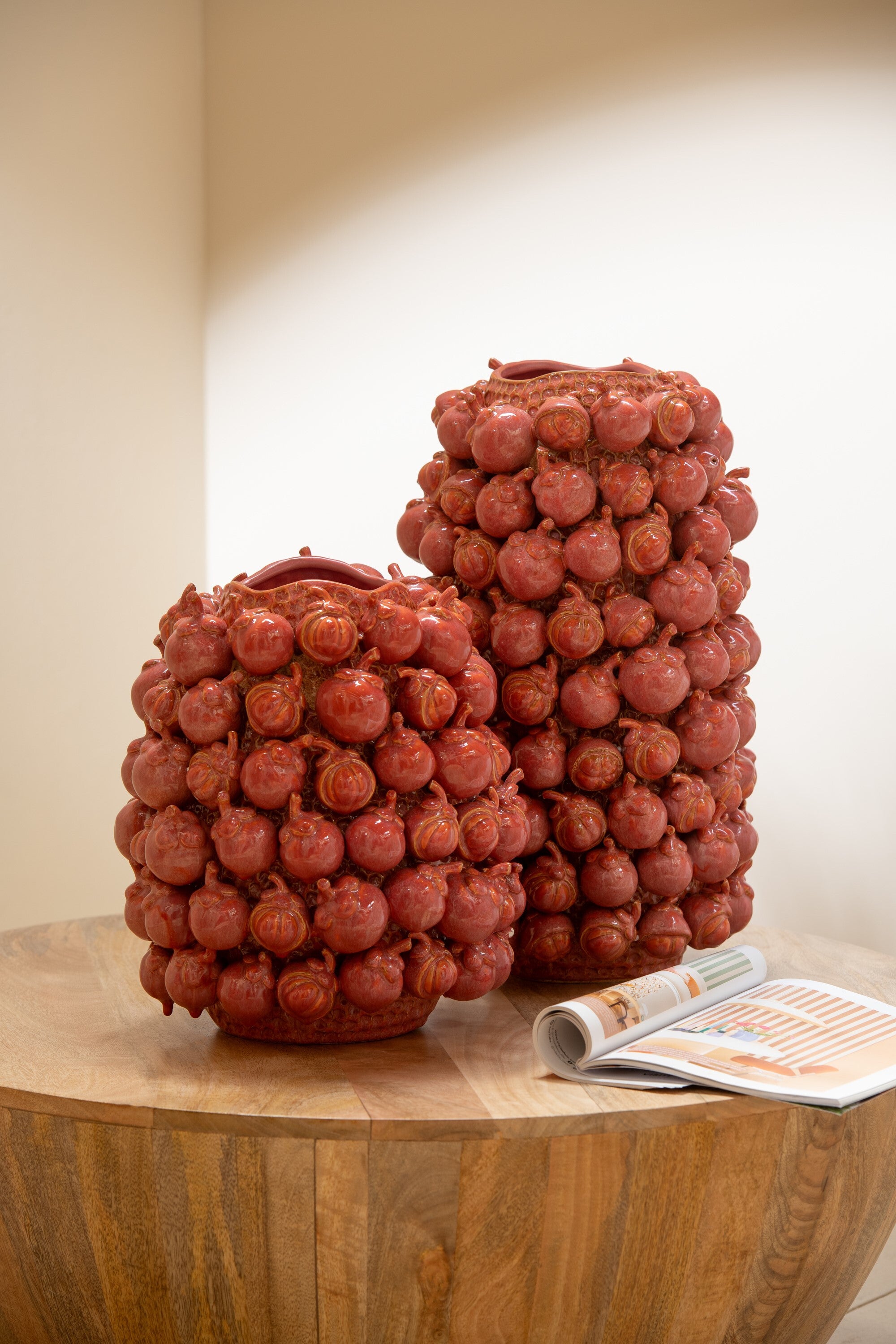 J-Line vaas Botanica - keramiek - koper roze - large - 49 cm hoog