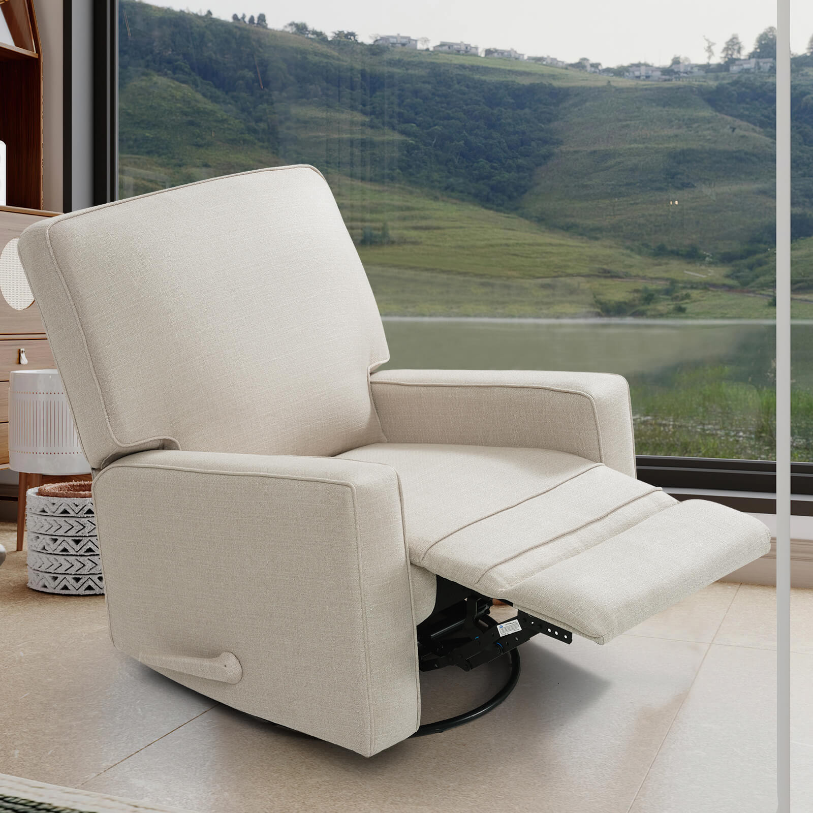 Manual Recliner Nursery Glider & Swivel Rocking Recliner Chair, Fabric