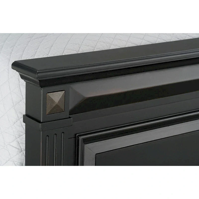 Roundhill Furniture Renova Vintage Black Wooden Bedroom Collection