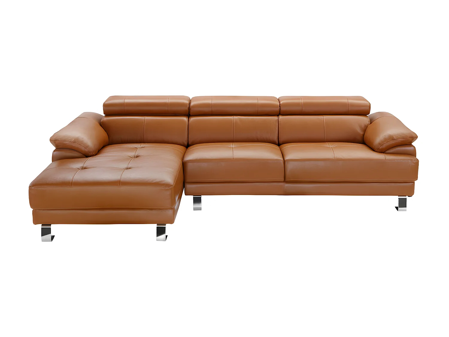 Sofá rinconera de piel EXCELSIOR II - Caramelo - Ángulo izquierdo