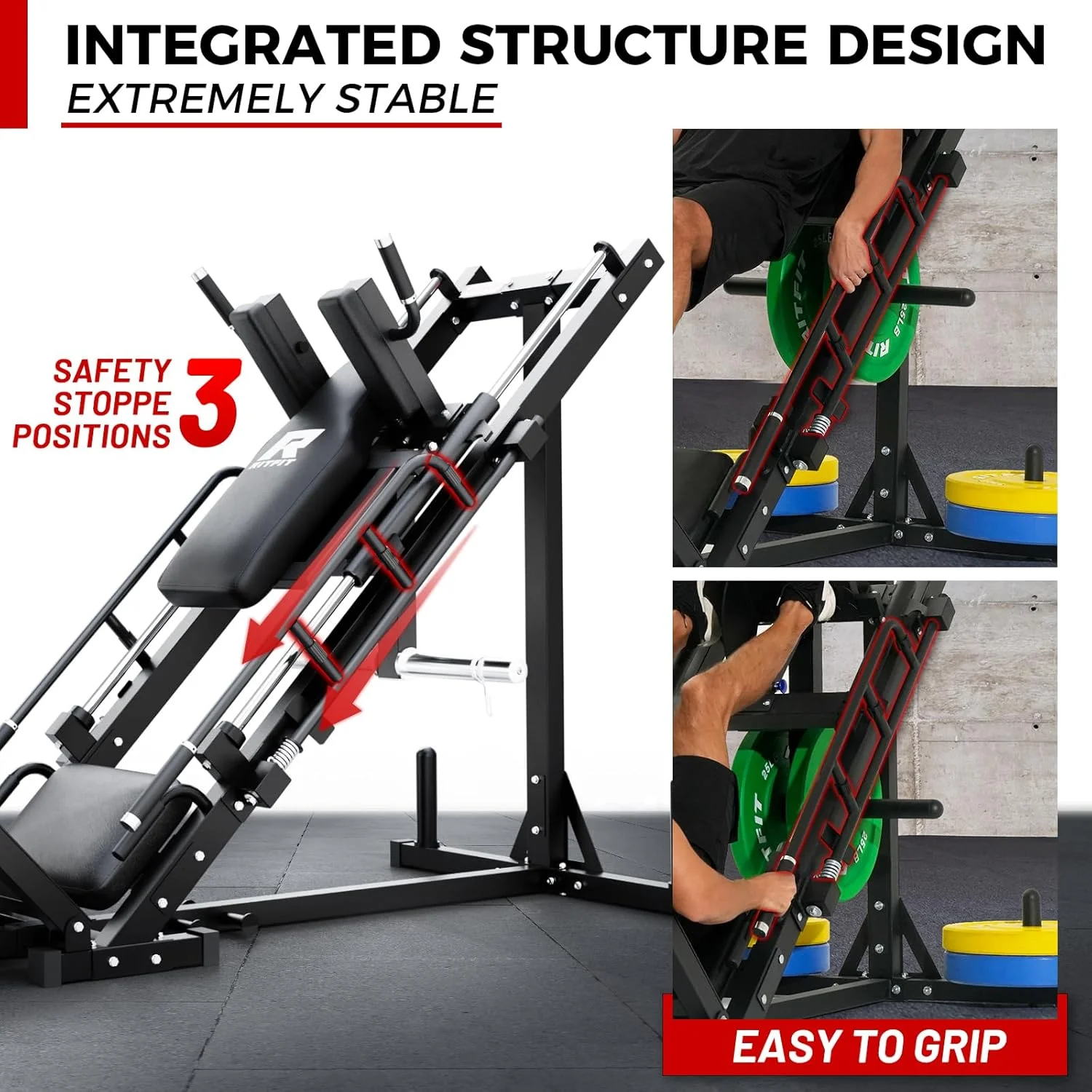 RitFit Leg Press Hack Squat Machine, Professional Adjustable Leg Press Machine for Home Gym with Linear Bearing, Specialty Hack Squat Machine for Full Lower Body Workout with Weight Storage, Pink - Image 14