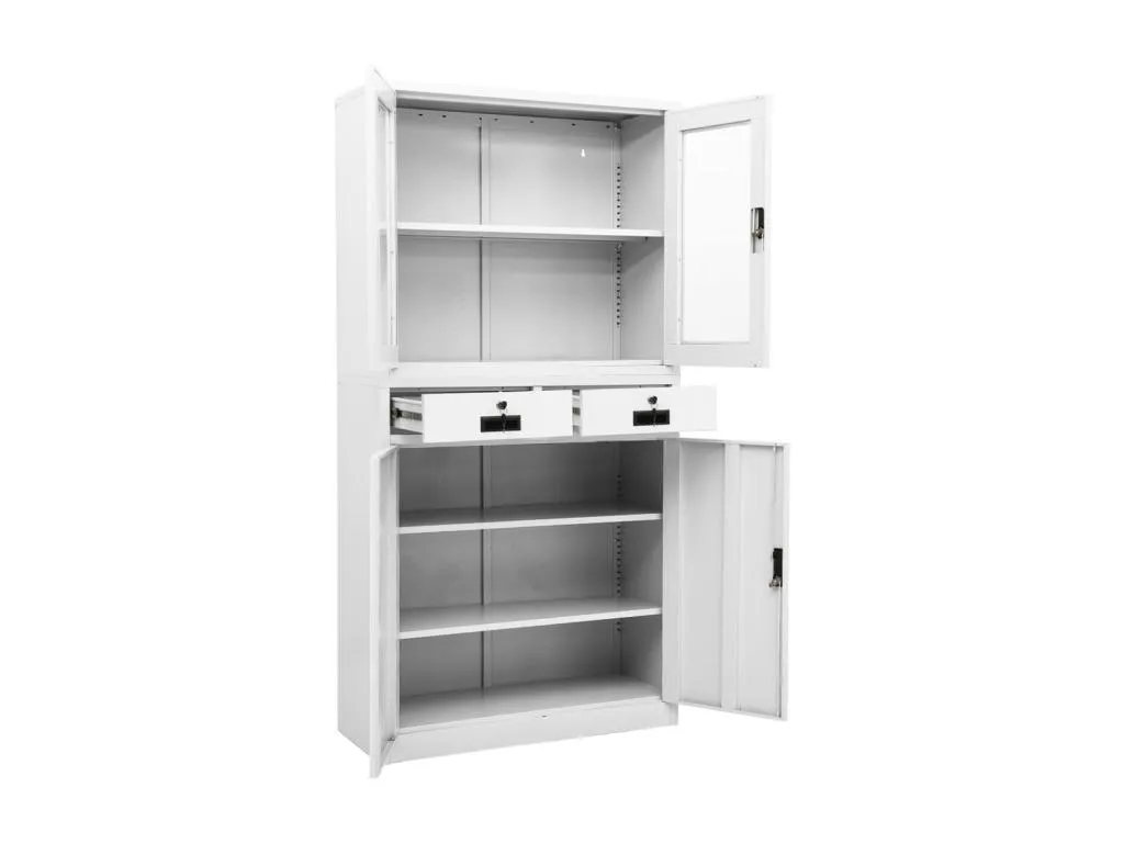 Armario oficina acero vidrio templado blanco 90x40x180 cm tlfa07717