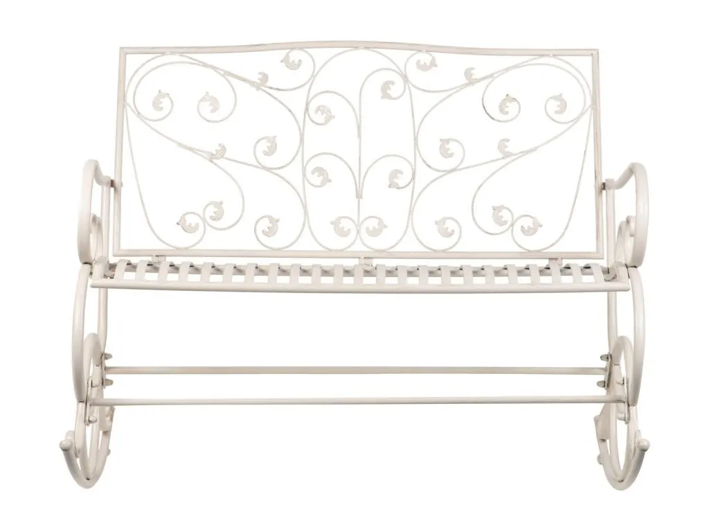Banco de forja blanca estilo antique 110x66x95 cm zsd3575307