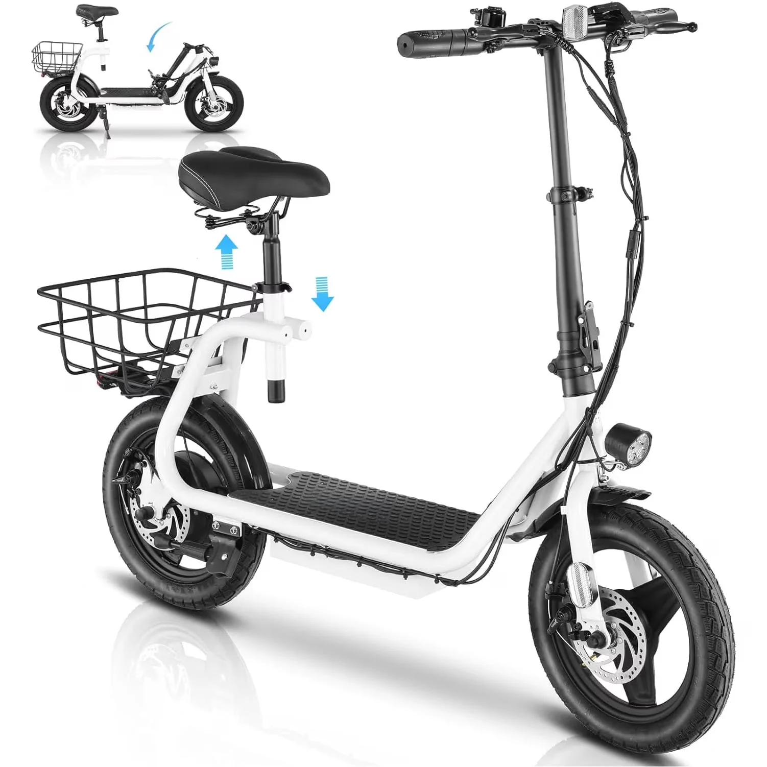 SANOPY Electric Scooter With Seat for Adults, 350W, 15 Miles, 20 Mph, 36V 5.2Ah, 14 inch Tire - Black - Image 2 SANOPY Electric Scooter With Seat for Adults, 350W, 15 Miles, 20 Mph, 36V 5.2Ah, 14 inch Tire - Black - Image 2