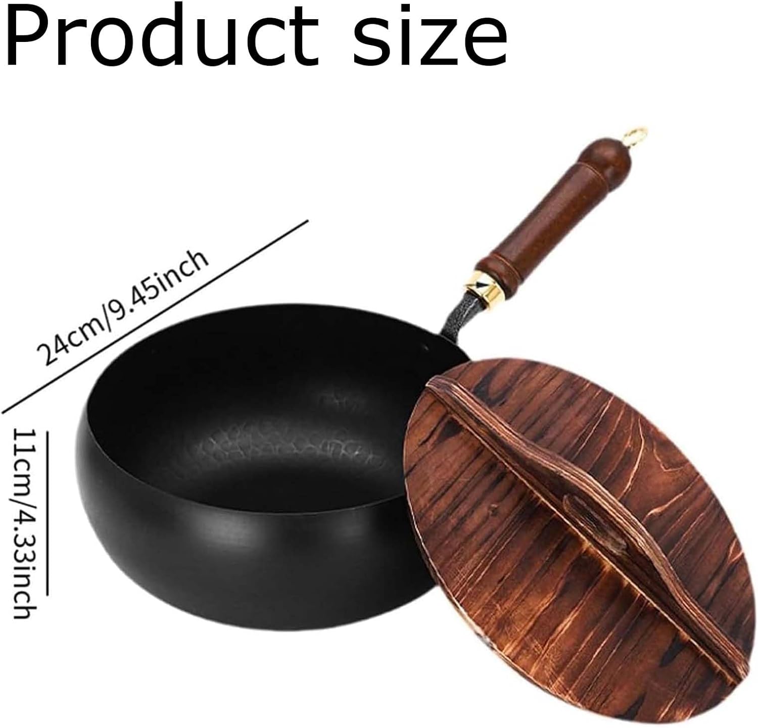 Uncoated Thick Iron Pot, Japanese Uncoating Cast Iron Pot, IronPot Pro, Multifunctional Non-Stick Cast Irons Wok with Lid, High Purity Irons Frying Pan for Cooking (Hammer-Glass Cover, L-11in)