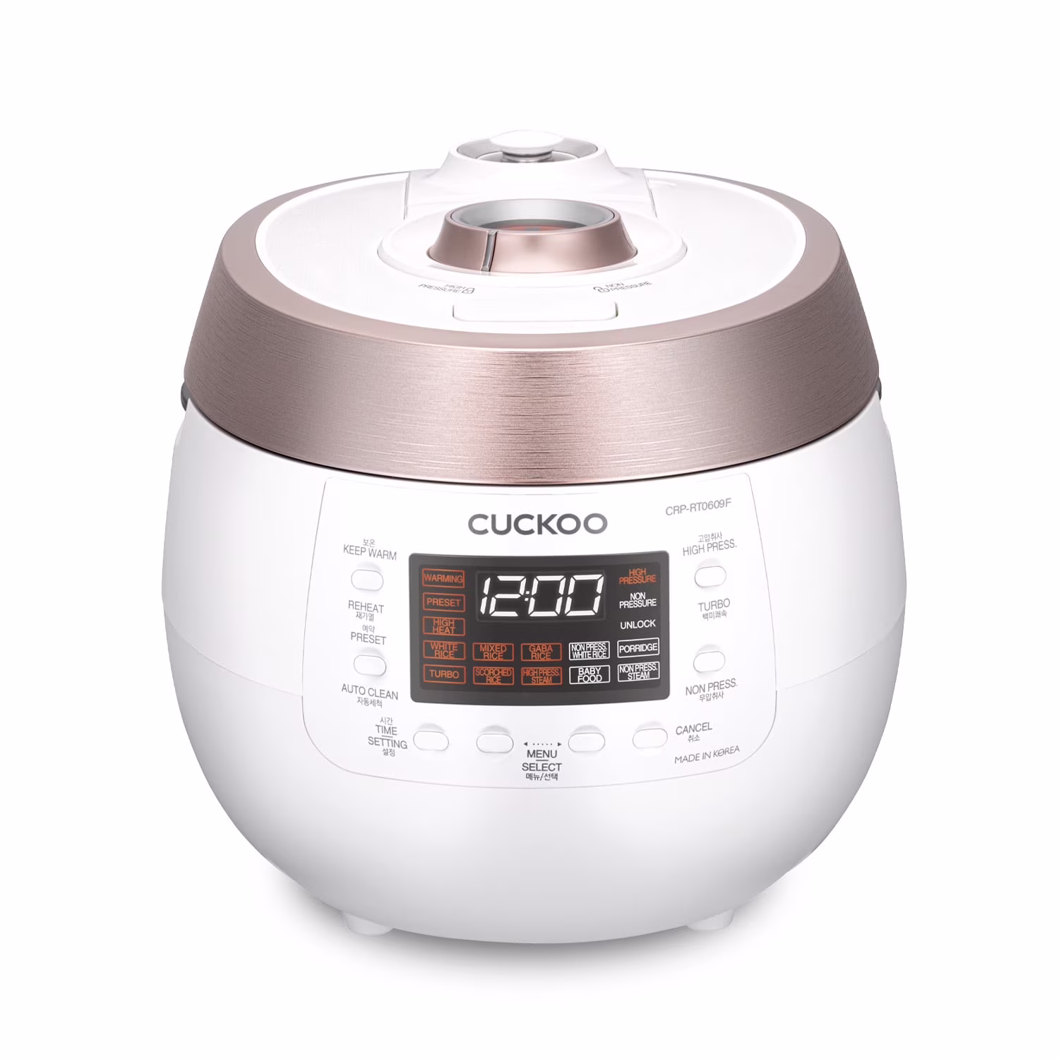 CUCKOO CRP-RT0609FB 6-Cup (Uncooked) / 12-Cup (Cooked) Twin Pressure Rice Cooker & Warmer with Nonstick Inner Pot, 14 Menu Options, Safe Steam Release, 3 Voice Guide, Auto Clean (Black)
