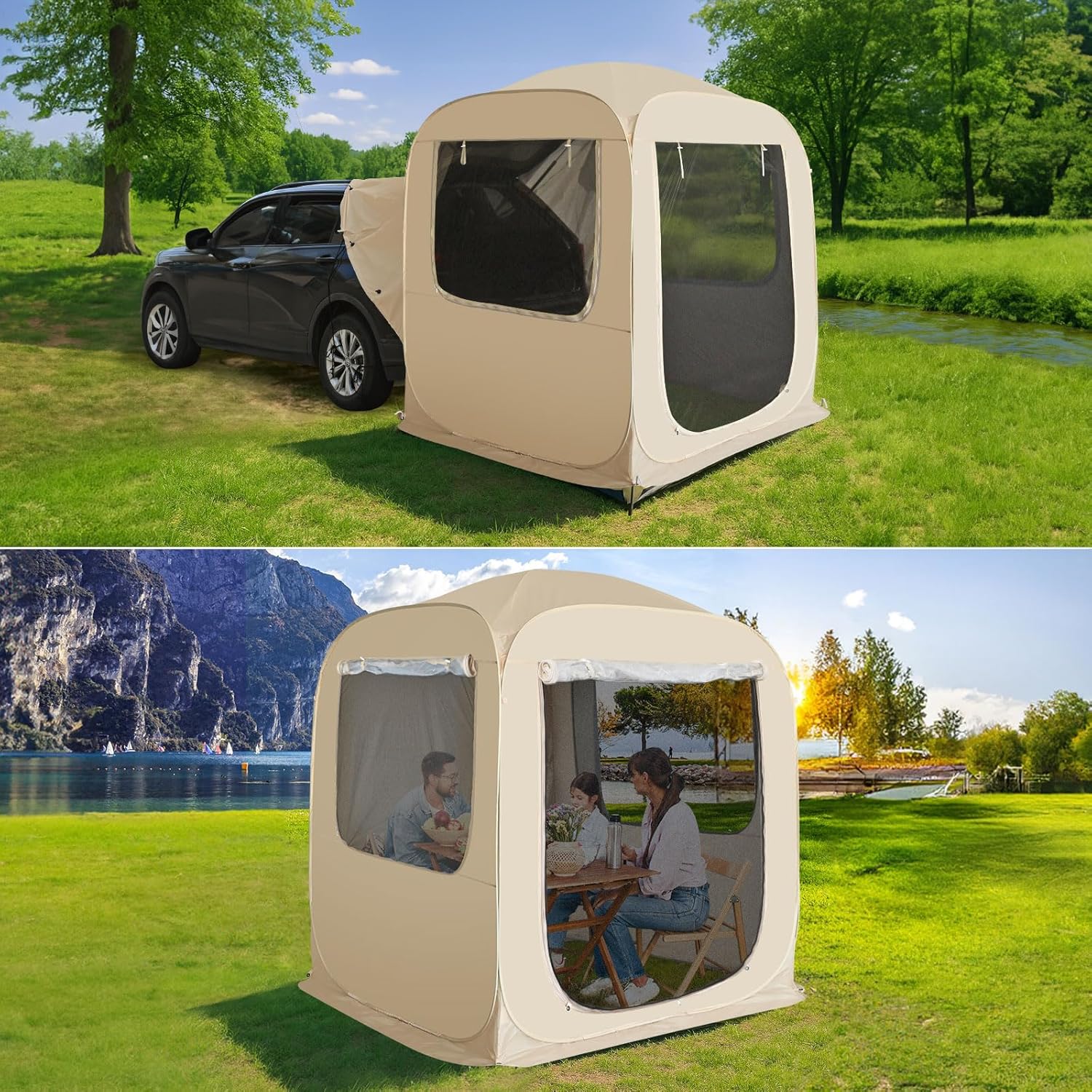Screen gazebo sleeps 6-10-15 people Igloo-style canopy tent mosquito net on the sides Perfect