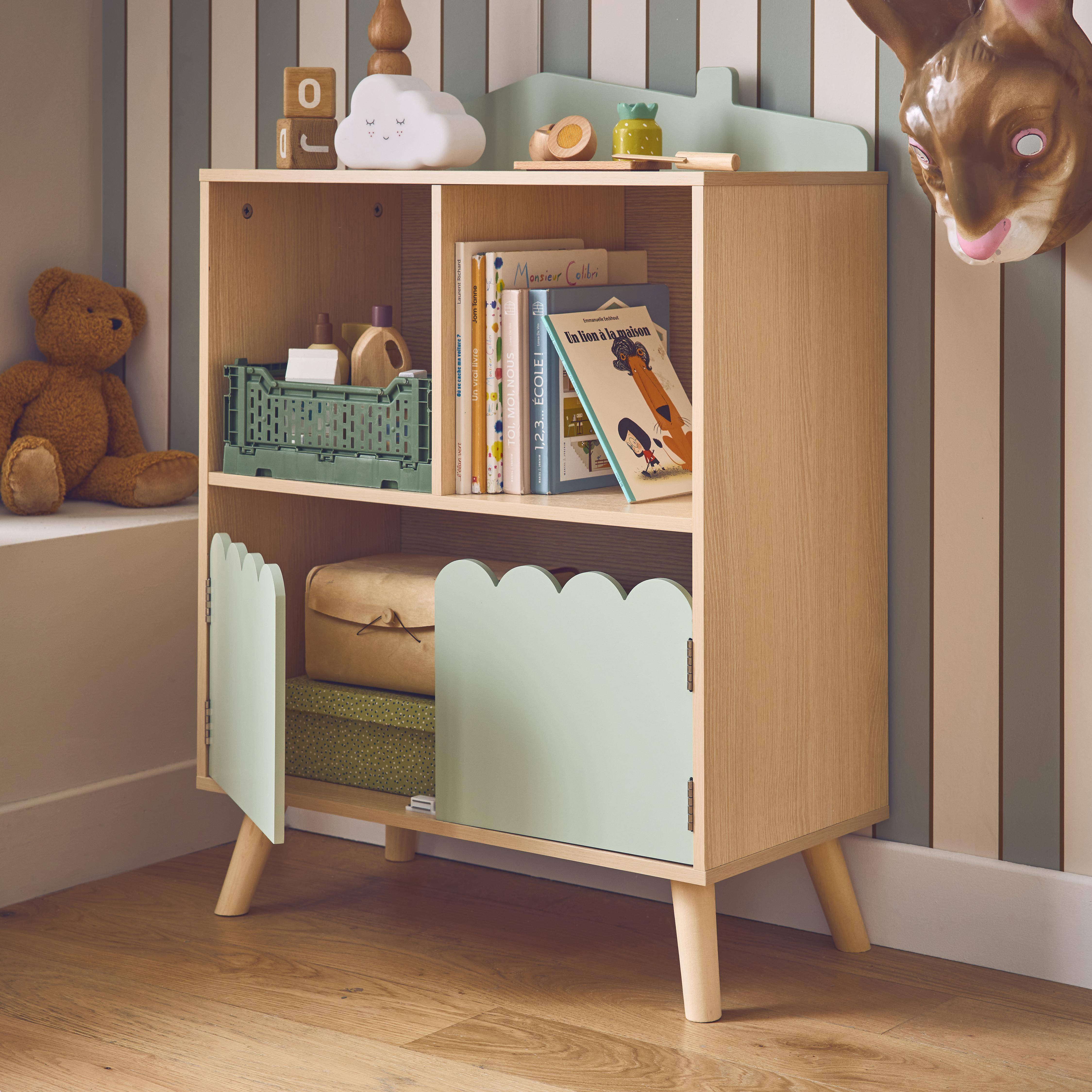 Azur - Librería infantil de 2 estantes y 2 puertas