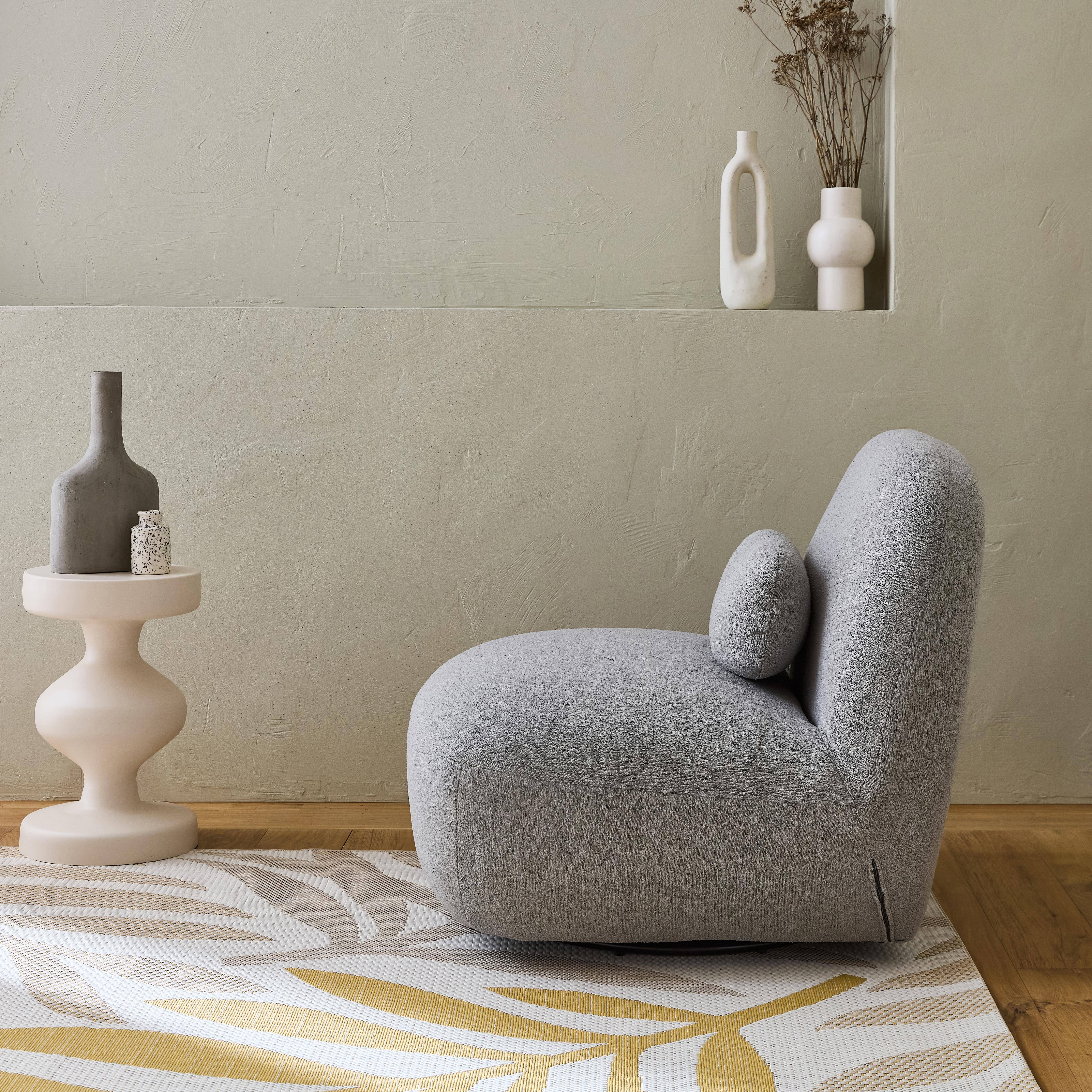 Bloom - Alfombra de interior/exterior, estampado beige y mostaza, poliéster reciclado