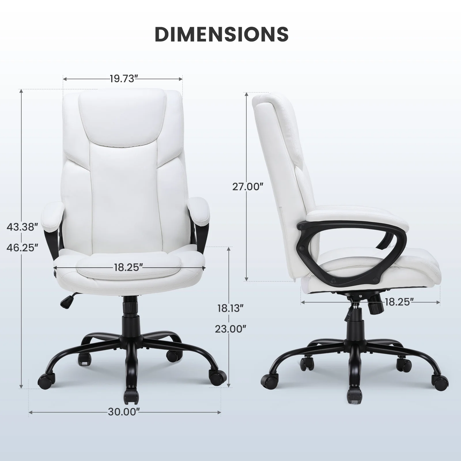 Mainstays Executive Ergonomic High Back Leather Home Office Desk Chair, Black - Image 46