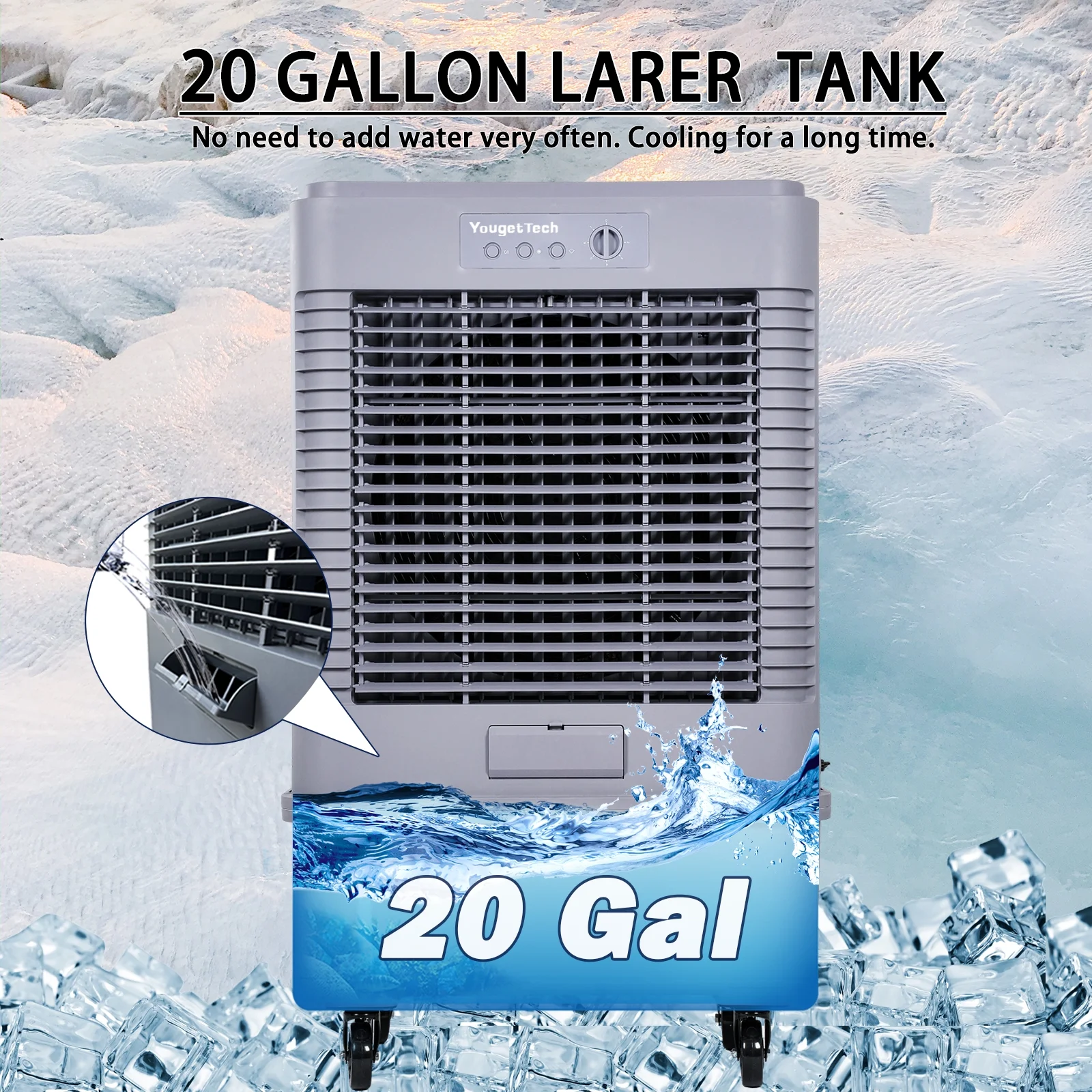 YougetTech 37'' Portable 3000CFM Evaporative Air Cooler - Image 31