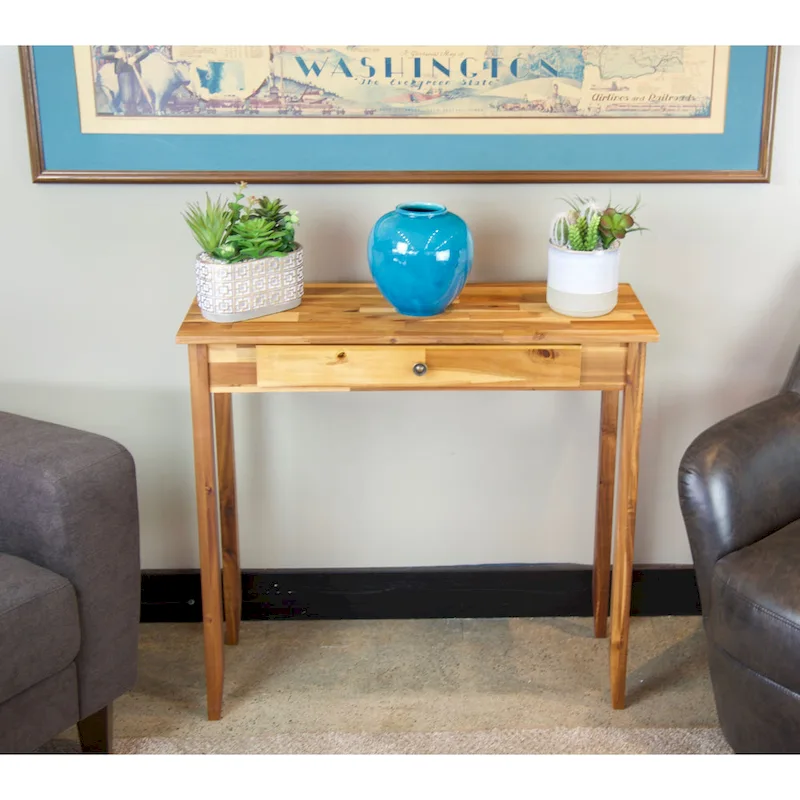 Porch & Den Holly Hill Solid Acacia Console Table with 1 Drawer