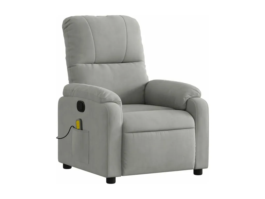 Sillón reclinable de masaje en tela de microfibra gris claro. gcb3604486