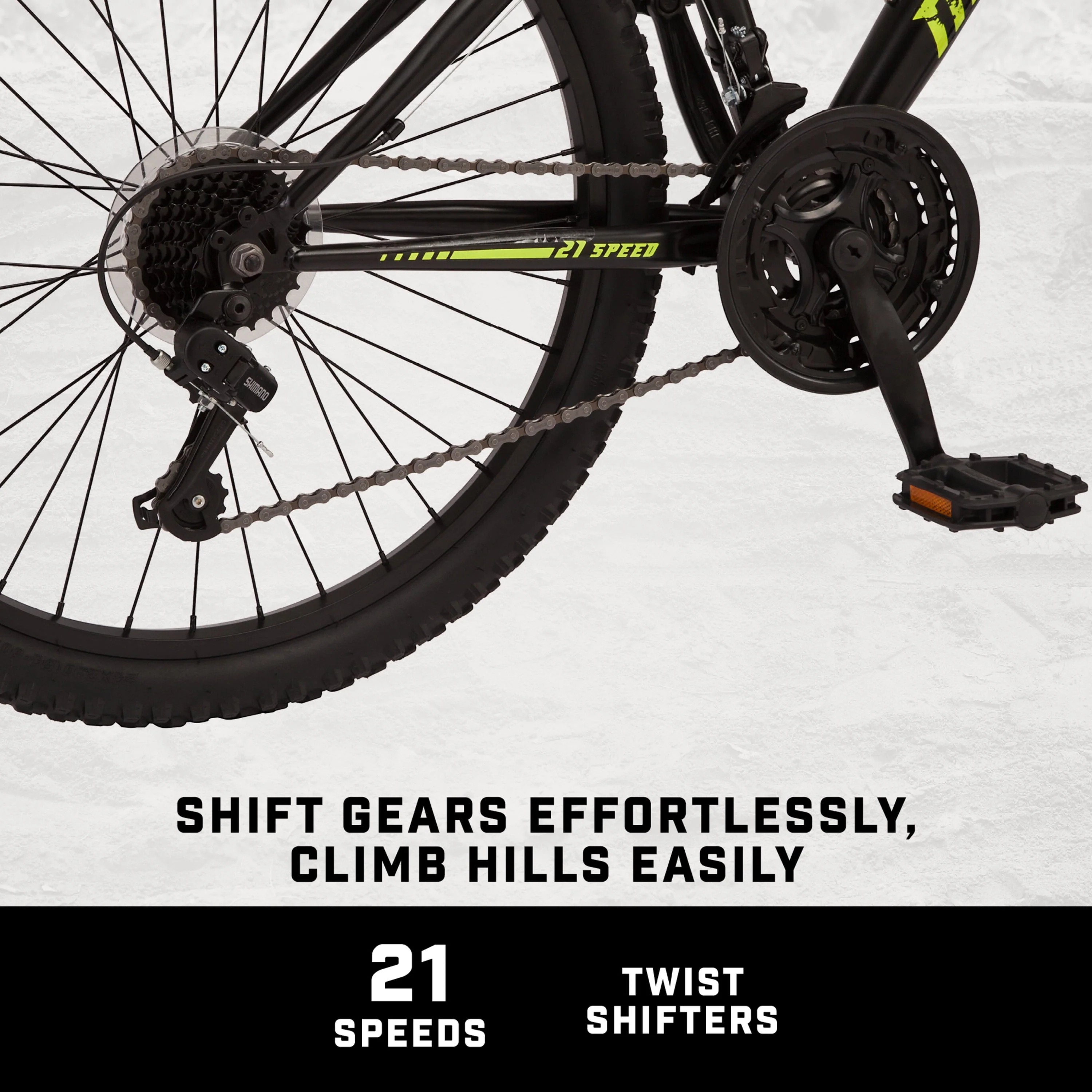 Mongoose 24-in. Excursion Unisex Mountain Bike, Black and Yellow, 21 Speeds - Image 5