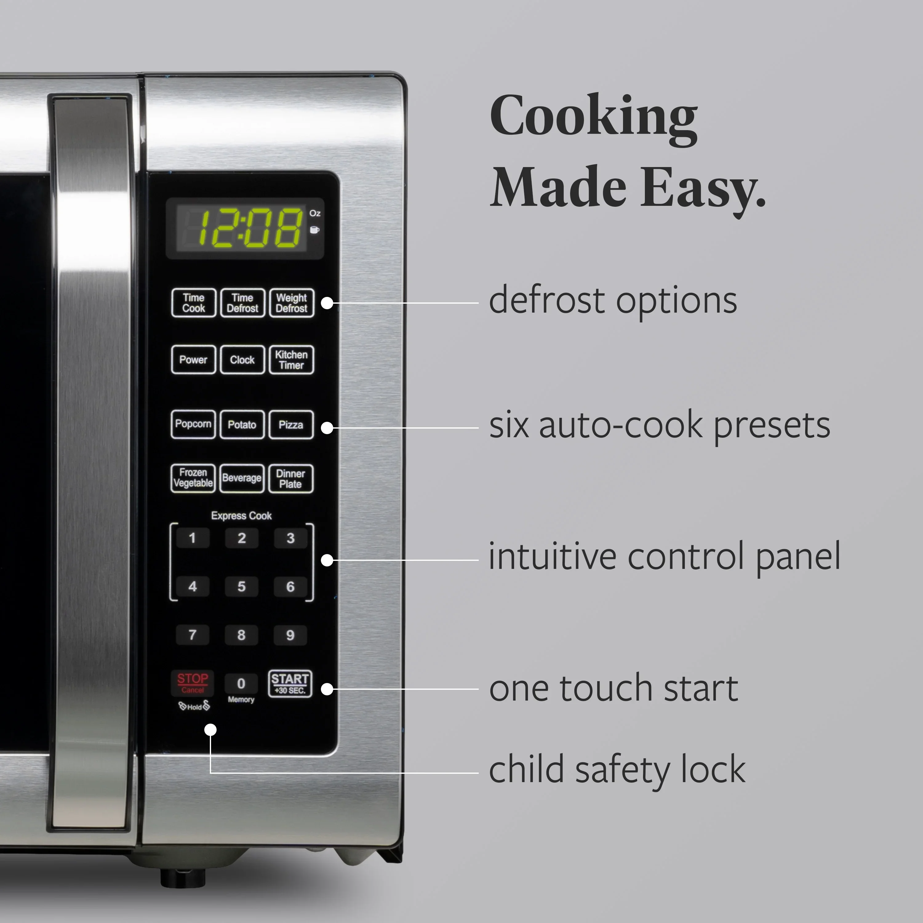 Farberware FMGZ09BKA 0.9 Cu. Ft. Microwave Oven, 900W, Digital Control, LED Display, 6 Cooking Presets, Black