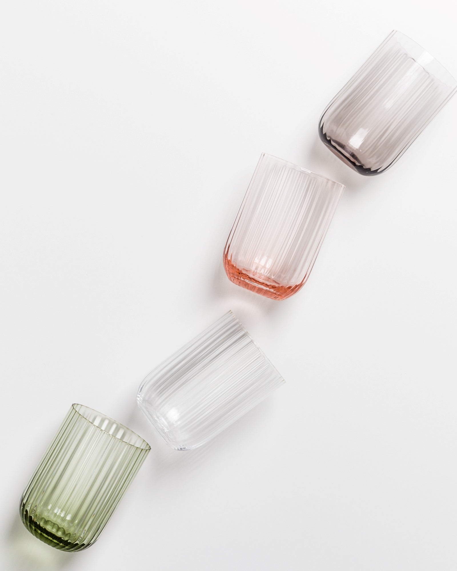 Joia Glas klein riffled Blush Spark mix 4er-Set
