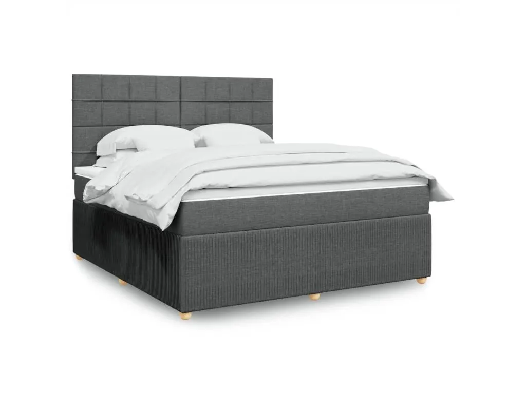 Cama box spring con colchón tela gris oscuro 180x200 cm qta3521461