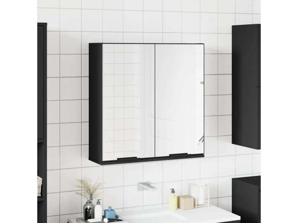 Armario de baño con espejo Francomuebleses ingeniería negro 64x20x67 cm