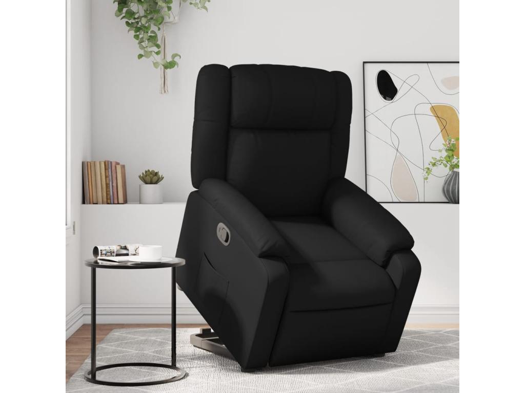 Sillón reclinable elevable cuero artificial negro
