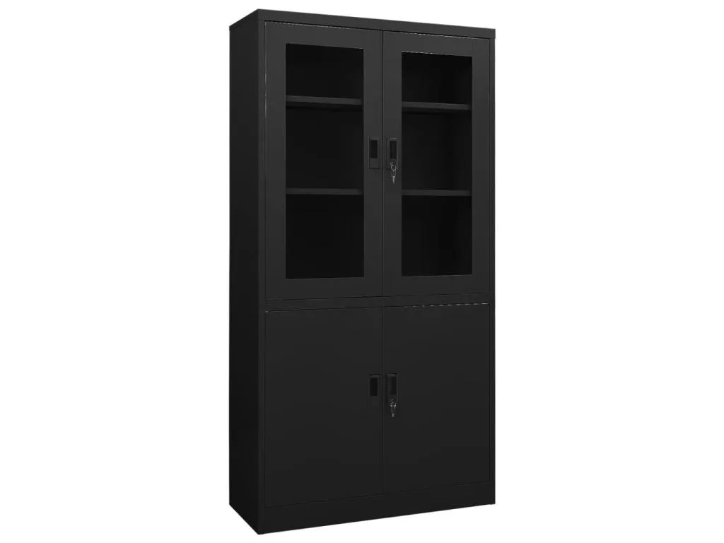 Armario de oficina de acero negro 90x40x180 cm 82046YGKE