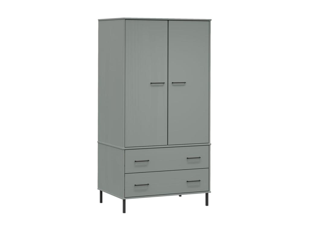 Armario patas de metal Nestleare madera maciza gris 90x55x172 - 5 cm