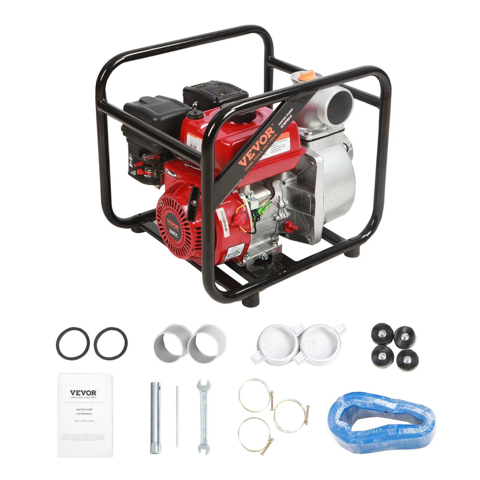 VEVOR Gasoline Engine Water Pump,3-inch, 7HP 265 GPM, 142ft Lift, 22ft Suction,4-Stroke Gas Powered Trash Water Transfer Pump Portable High Pressure with 25ft Hose for Irrigation Pool, EPA Certified - Image 9