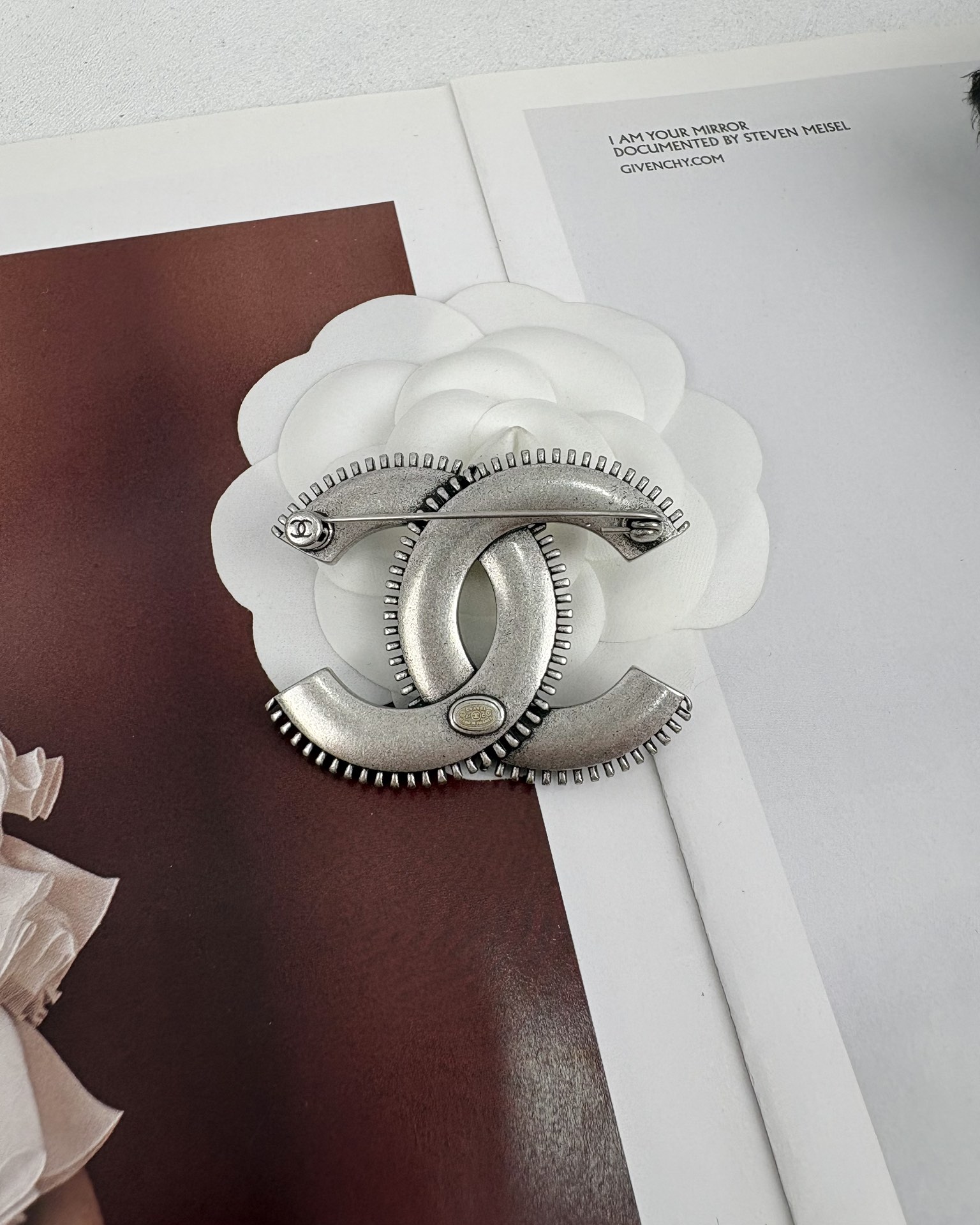 Chanel Vintage Gray CC Brooch - Original Replica Club