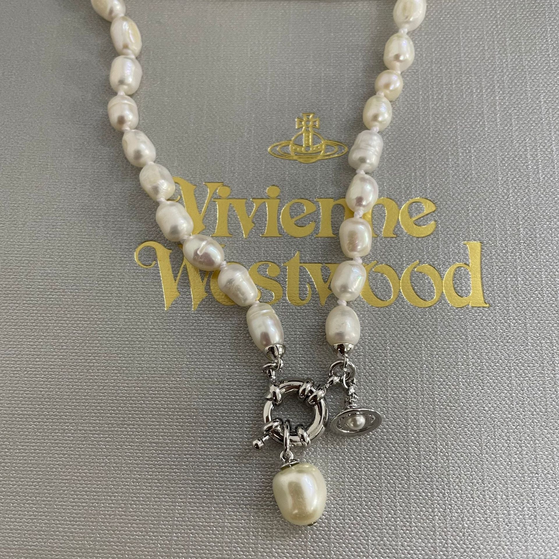 Vivienne Westwood Teardrop Pearl Charm Pendant Necklace - Original Replica Club