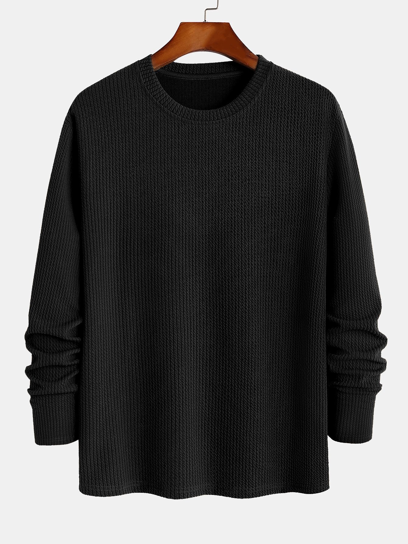 Long Sleeved Muscle Fit Ribbed T-Shirt