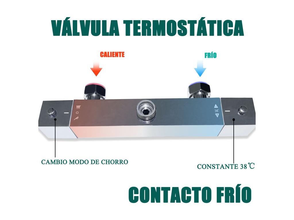 Aica columna de ducha termostática cuadrada plata alcachofa de ducha con barra de acero inoxidable